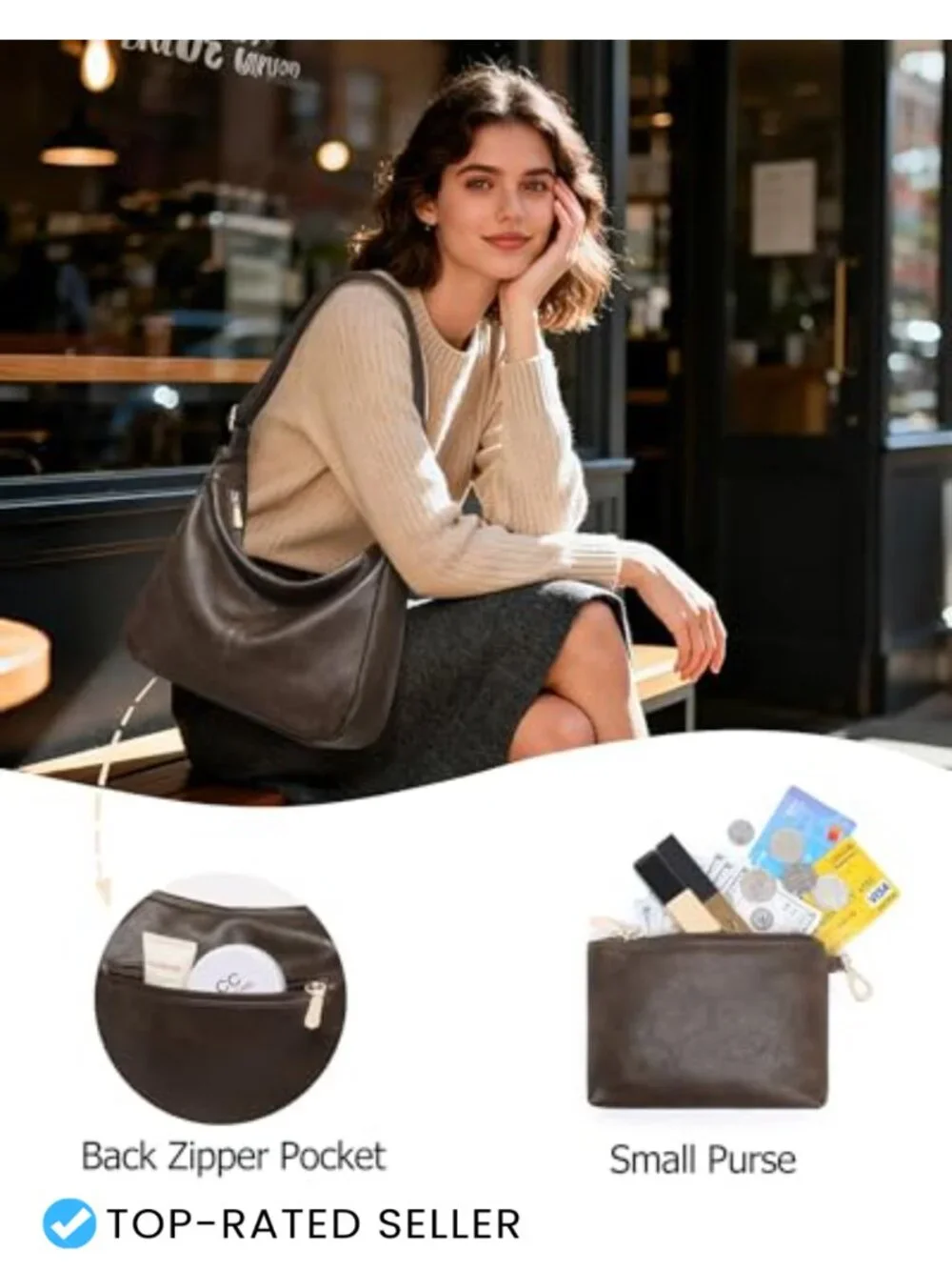 Soft Vegan Leather Hobo Bag Crossbody Shoulder Handbag Tote Purse